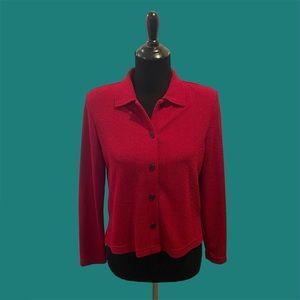 3/$25 Vintage Dawn Joy Red Button Down Blouse Size 8p